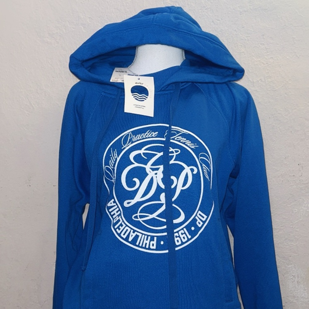 Anthropologie DAILY PRACTICE COTTON-BLEND GRAPHIC HOODIE Blue Graphic Hoodie